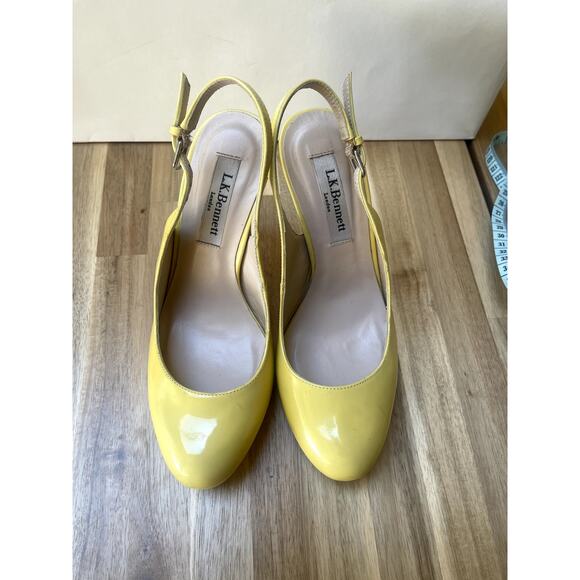 LK Bennett CLEMMIE PATENT LEATHER SLINGBACK PLATFORM HEEL Yellow Size 36 - Picture 5 of 11